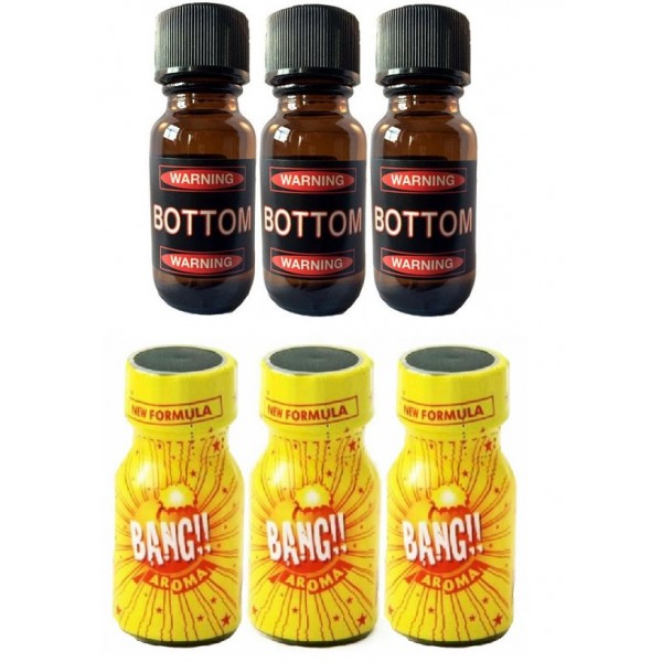 3 x Bang Poppers Aroma 10ML + 3 x Bottom Poppers Aroma 25ML